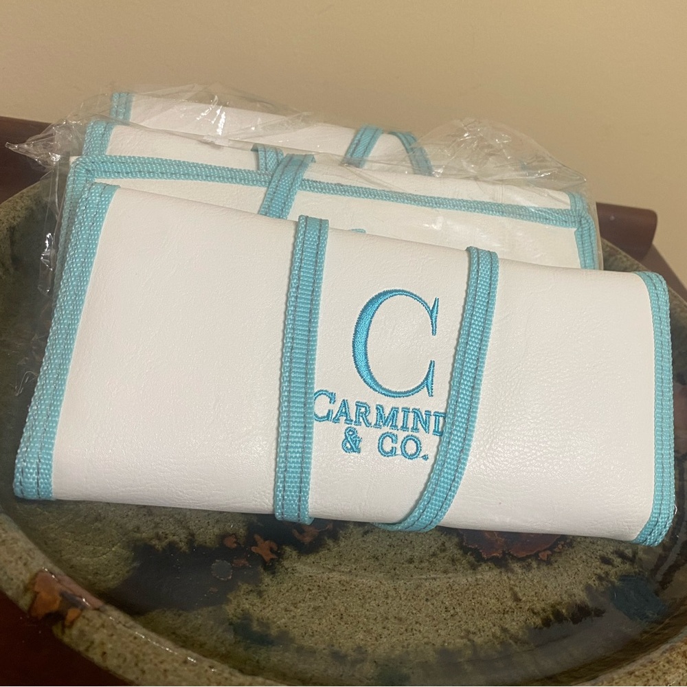 🎀Carmindy & Co. Make-up Brush Set with White and Blue Case (zipper pocket). NEW!